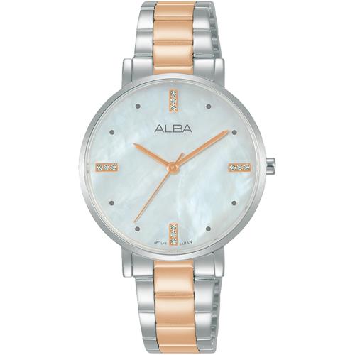 ALBA 雅柏 白蝶貝柔美氣質腕錶/銀X玫瑰金/32mm (VJ21-X178KS/AH8875X1)