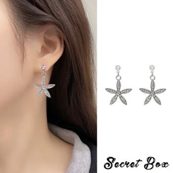 【SECRET BOX】韓國設計S925銀針華麗閃耀美鑽小花氣質耳環