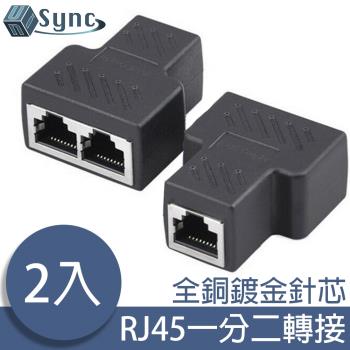UniSync RJ45一分二網路轉接器/網路訊號分接器/三母頭 2入組