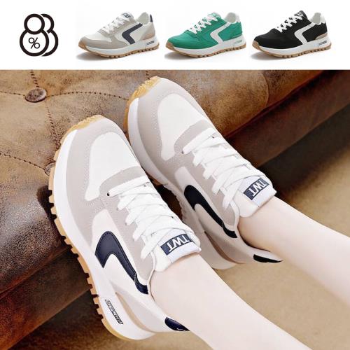 【88%】3cm休閒鞋 休閒百搭經典 反絨皮厚底綁帶運動休閒鞋