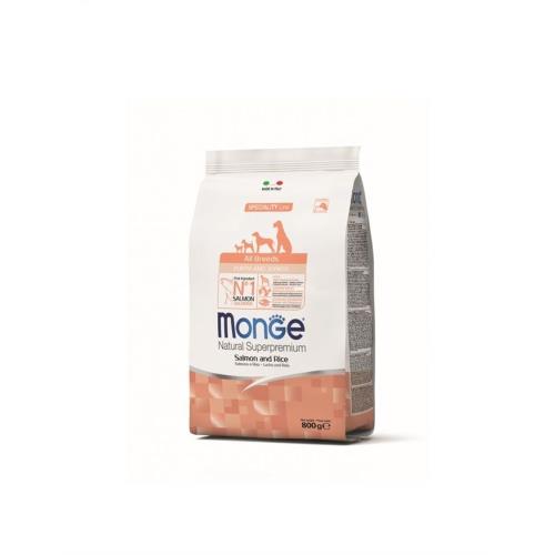Monge瑪恩吉 天然呵護 幼犬配方(鮭魚+米 800g)-MN27500_(狗飼料)