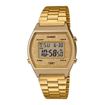 【CASIO 卡西歐】電子錶 不鏽鋼錶帶 可調節式錶扣 50米防水 碼表 LED琥珀色 照明 (B640WGG-9)