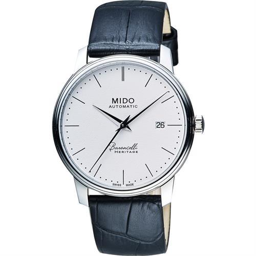 MIDO Baroncelli III Heritage 復刻經典機械腕錶-白/41mm(M0274071601000)