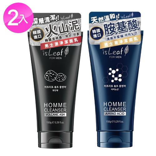 韓國 isLeaf 男士激淨潔面乳-二款可選(胺基酸 火山泥)150g 2入組