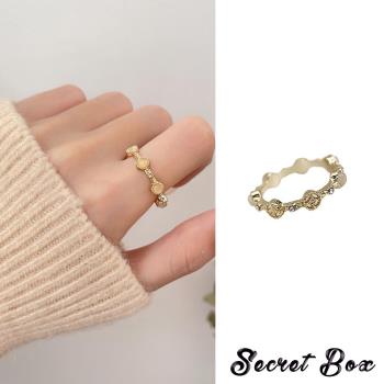 【SECRET BOX】韓國設計復古寶石美鑽不規則造型戒指