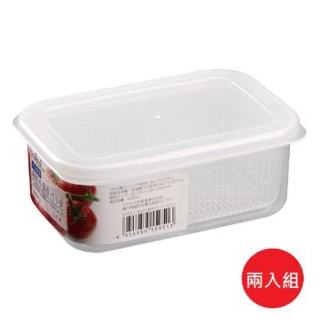 日本製 Nakaya K595-1 長方形保鮮盒(內附瀝網) 600mL-2入組