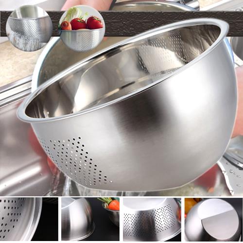 EZlife 304不鏽鋼 雙底面淘米洗菜盆