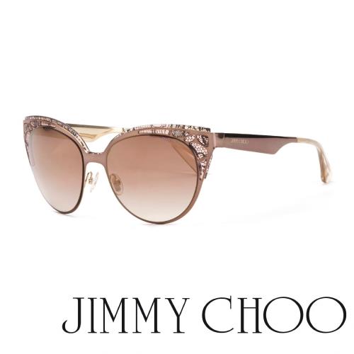 JIMMY CHOO】時尚造型太陽眼鏡貓眼設計(棕金SENZQH-GO)|會員獨享好康