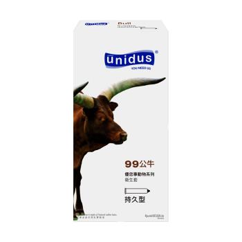 買保險套送潤滑液 unidus優您事 動物系列保險套-99公牛-持久型 12入