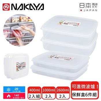 日本NAKAYA 日本製扁形透明收納/食物保鮮盒6件組