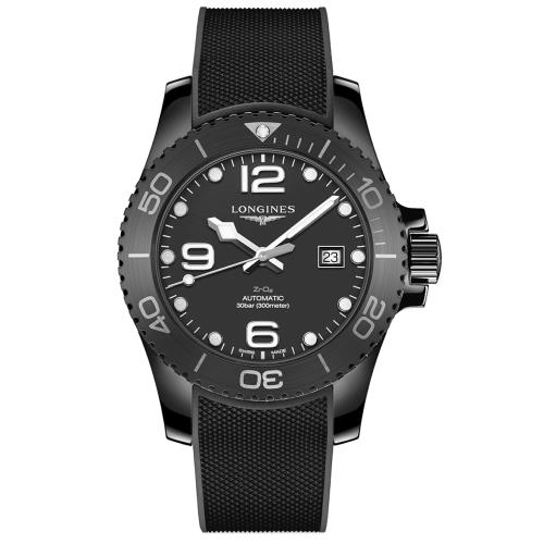 LONGINES 浪琴 康卡斯潛水系列 黑色陶瓷外殼陶瓷旋轉框機械腕錶 L37844569 / 43mm