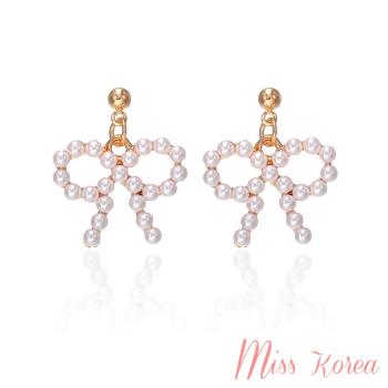 【MISS KOREA】氣質珍珠蝴蝶結造型耳環