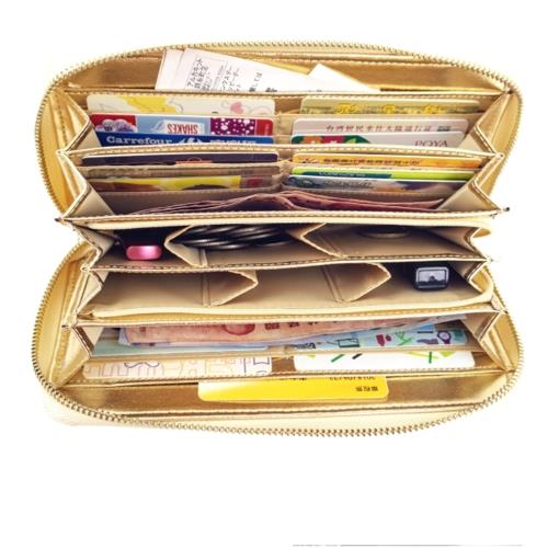 【玩皮工坊】6COIN真皮十字紋牛皮18卡位風琴女士皮夾皮包錢包長夾LH808