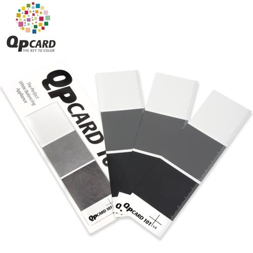 瑞典酷必QPCard專業級色卡101(3入;三濃度:黑色/18%灰卡/白色;有背膠/尺標)適校正白平衡測光-開年公司貨
