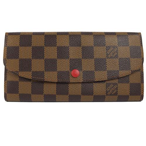 Louis Vuitton LV N63544 EMILIE 棋盤格紋扣式拉鍊零錢長夾