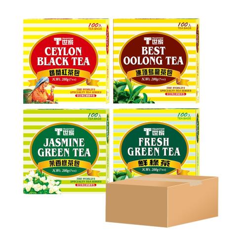 【T世家】經典熱銷國民無釘茶包系列2gx100包 (茉香綠茶/錫蘭紅茶/凍頂烏龍茶/鮮綠茶)