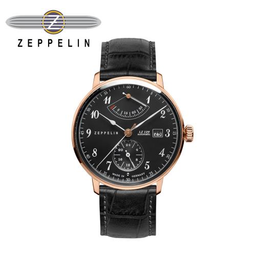 齊柏林飛船錶 Zeppelin 70642 興登堡ED玫瑰金黑盤機械錶 40mm 男/女錶 自動上鍊 