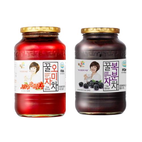 【韓味不二】韓國進口 花泉蜂蜜覆盆子茶1kg+花泉蜂蜜五味子茶1kg