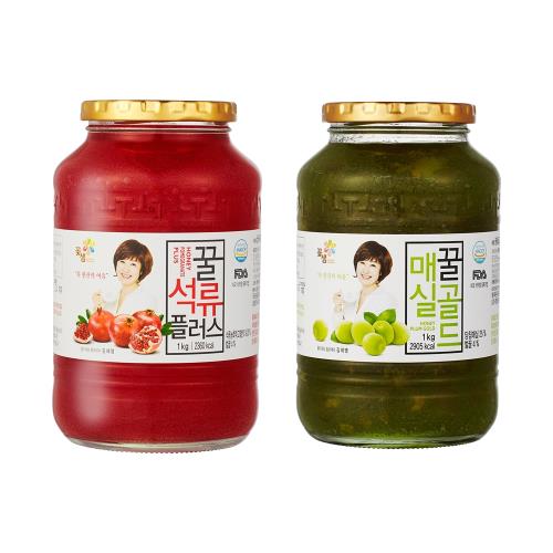 【韓味不二】韓國進口 花泉蜂蜜石榴茶1kg+花泉蜂蜜梅實茶1kg