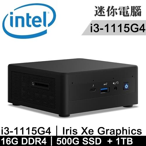 Intel NUC 迷你準系統 RNUC11PAHI3000-SP4(i3-1115G4/16G/500G SSD+1TB)特仕版
