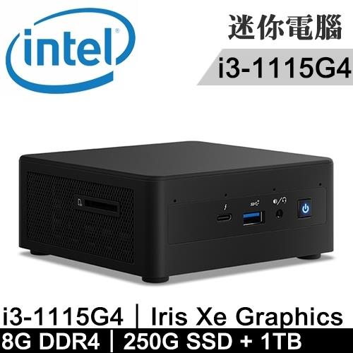 Intel NUC 迷你準系統 RNUC11PAHI3000-SP2(i3-1115G4/8G/250G SSD+1TB)特仕版