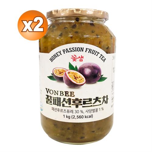 【韓味不二】2罐組-花泉蜂蜜百香果茶1kg-韓國進口