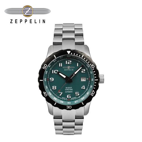 齊柏林飛船錶 Zeppelin 7264M3 夜航 深藍盤潛水鋼帶機械錶 42mm 男/女錶 自動上鍊 