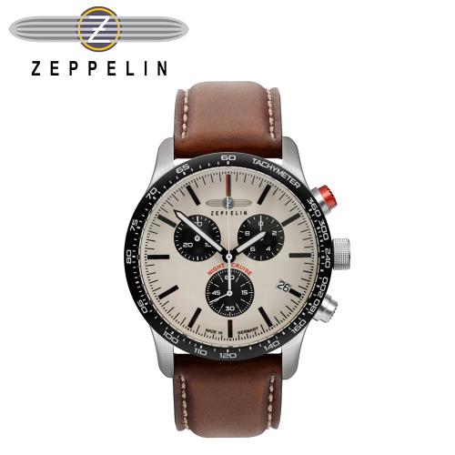 齊柏林飛船錶 Zeppelin 72961 夜航 三眼白盤石英錶 42mm 男/女錶 