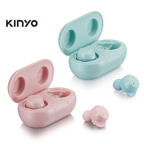 KINYO 小巧無線藍牙耳機BTE3887-藍/粉【愛買】