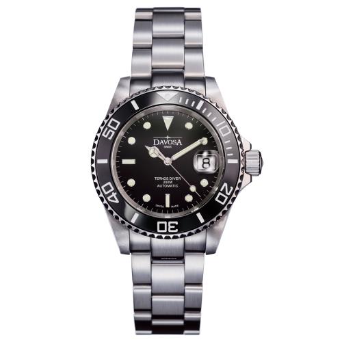 DAVOSA 161.555.50 黑水鬼 專業200米陶瓷框潛水腕錶-黑潛水鋼帶40mm
