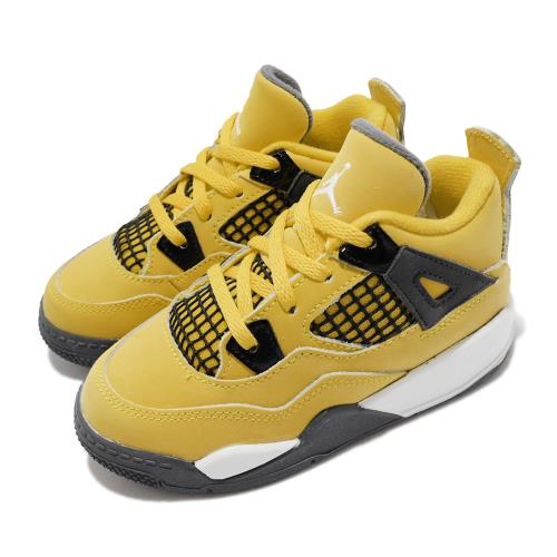 Nike 休閒鞋 Jordan 4 Retro TD 童鞋 經典款 喬丹4代 復刻 小童 閃電  黃 黑 BQ7670-700 [ACS 跨運動]