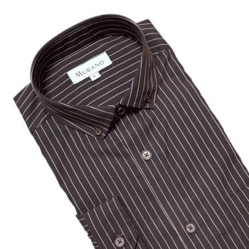 [MURANO]咖啡線條長袖襯衫 (M~2XL)