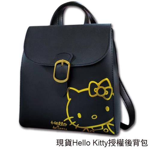 【女包】後背包 Hello Kitty 授權正品 小旅行後背包 側背包 肩背包(附提袋)／黑色