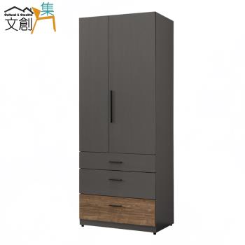 【文創集】奈洛比 現代2.5尺二門三抽衣櫃/收納櫃