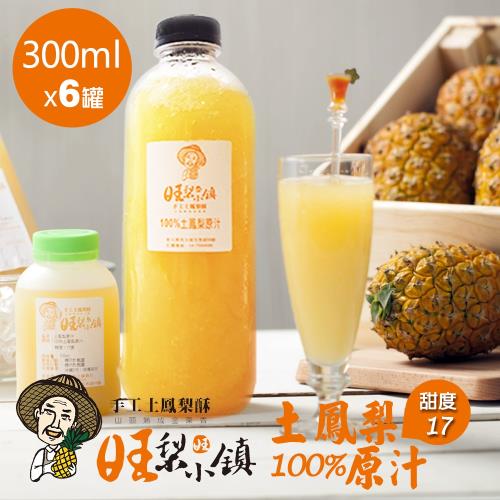 【旺梨小鎮】100%土鳳梨原汁-獨享瓶x6罐(300ml/罐)