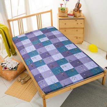 Carolan 格子趣味-藍 冬夏兩用折疊床墊(單人3尺)
