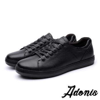 【Adonis】真皮板鞋休閒板鞋/全真皮頭層牛皮經典舒適休閒板鞋-男鞋 黑