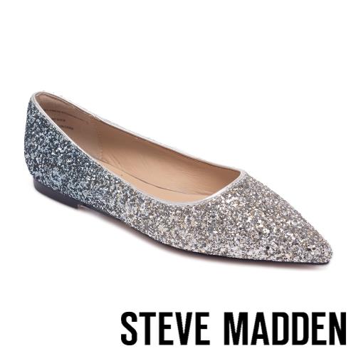 STEVE MADDEN-COERCE 閃耀漸層尖頭平底鞋-銀色