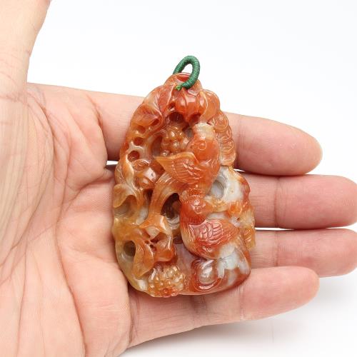美品‼️天然本翡翠 レア、紅白玉肉【浴火鳳凰・富貴牡丹】彫刻