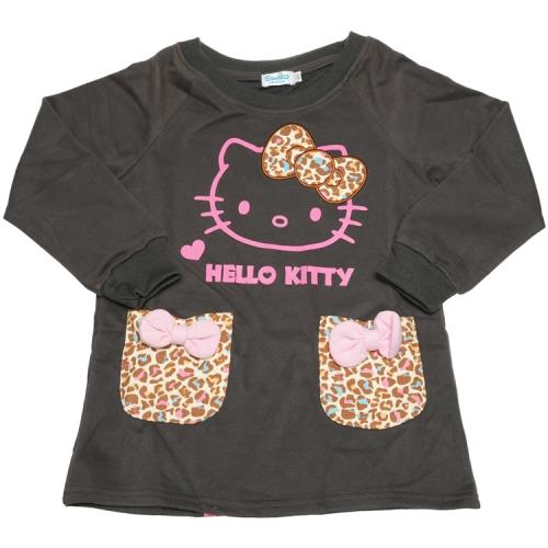 HELLO KITTY凱蒂貓兒童洋裝 長袖衣服 上衣 T恤 KT8858【卡通小物】
