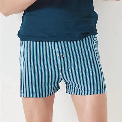 【GOLDDEER 金鹿】 時尚針織平口褲  - 藍黑條紋【98405-50】