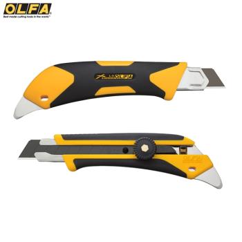 日本製造OLFA X系列舒適握把多功能大型美工刀開箱刀L-5(防滑橡膠/18mm刀片/附掛洞)切割刀工作刀工具刀