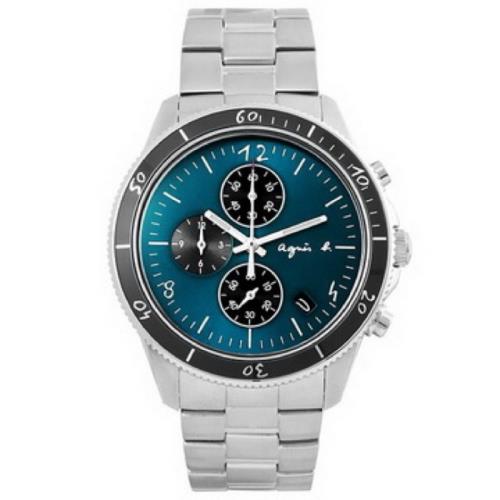 agnes b. 三眼計時腕錶-碧綠x銀 B7A005X1 (VK67-KXB0G)