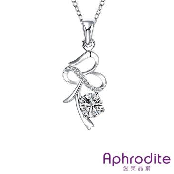 【Aphrodite 愛芙晶鑽】幾何藝術縷空線條美鑽鍍銀項鍊(白水晶)