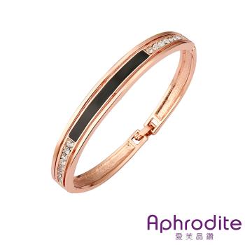 【Aphrodite 愛芙晶鑽】簡約方塊滴釉美鑽造型手環(黑色)