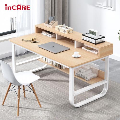 【Incare】多層架分隔收納鋼木電腦桌(100cm)