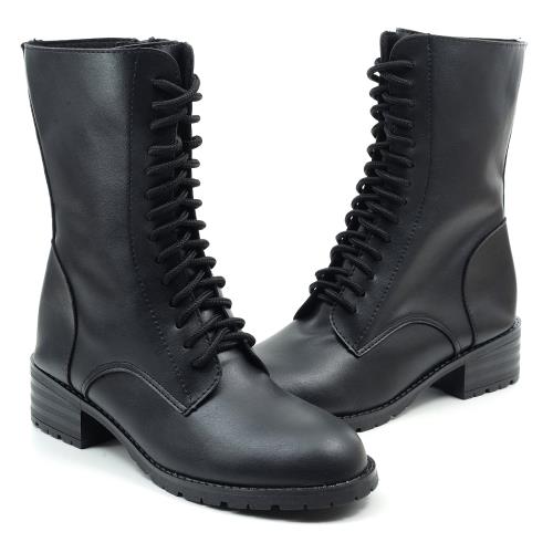 【 cher美鞋】MIT個性低跟中筒靴-黑色 36-40碼 1060982206-18
