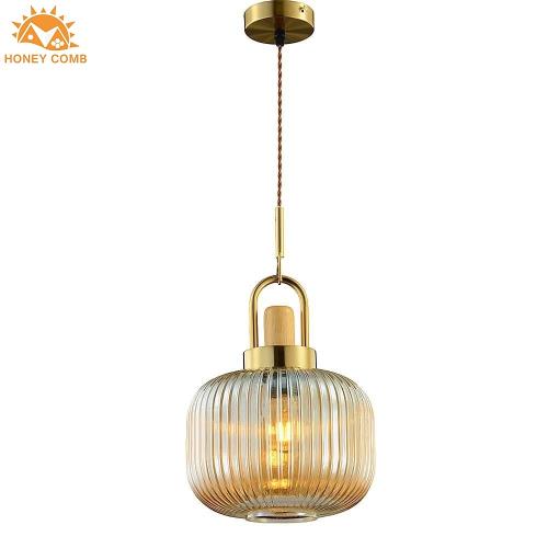 【Honey Comb】北歐工業風琥珀色玻璃單吊燈(C9919)