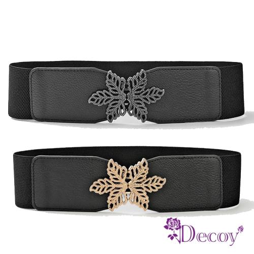 【Decoy】祝福楓葉＊彈性寬版皮革腰封/2色可選
