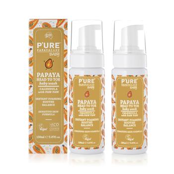 【澳洲 Pure Papayacare】木瓜嬰兒頭到腳趾沐浴慕斯 2入組 150ml/瓶